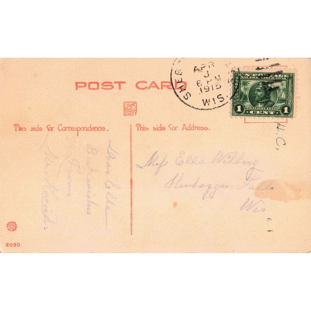 Vtg 1915 Easter Greetings Postcard Girl w/ Chicks Sheboygan WI Postmark - Picture 2 of 2